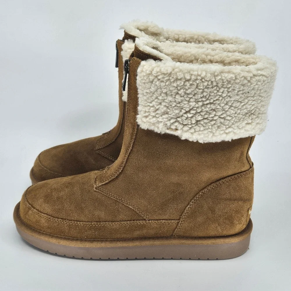 Koolaburra by UGG Victoria Short‎ Brown Suede Shearling Lined Zip Boots Size 4Y
